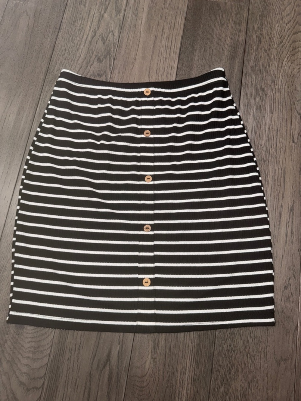 SHEIN Striped Black and White Button-Front Knit Skirt